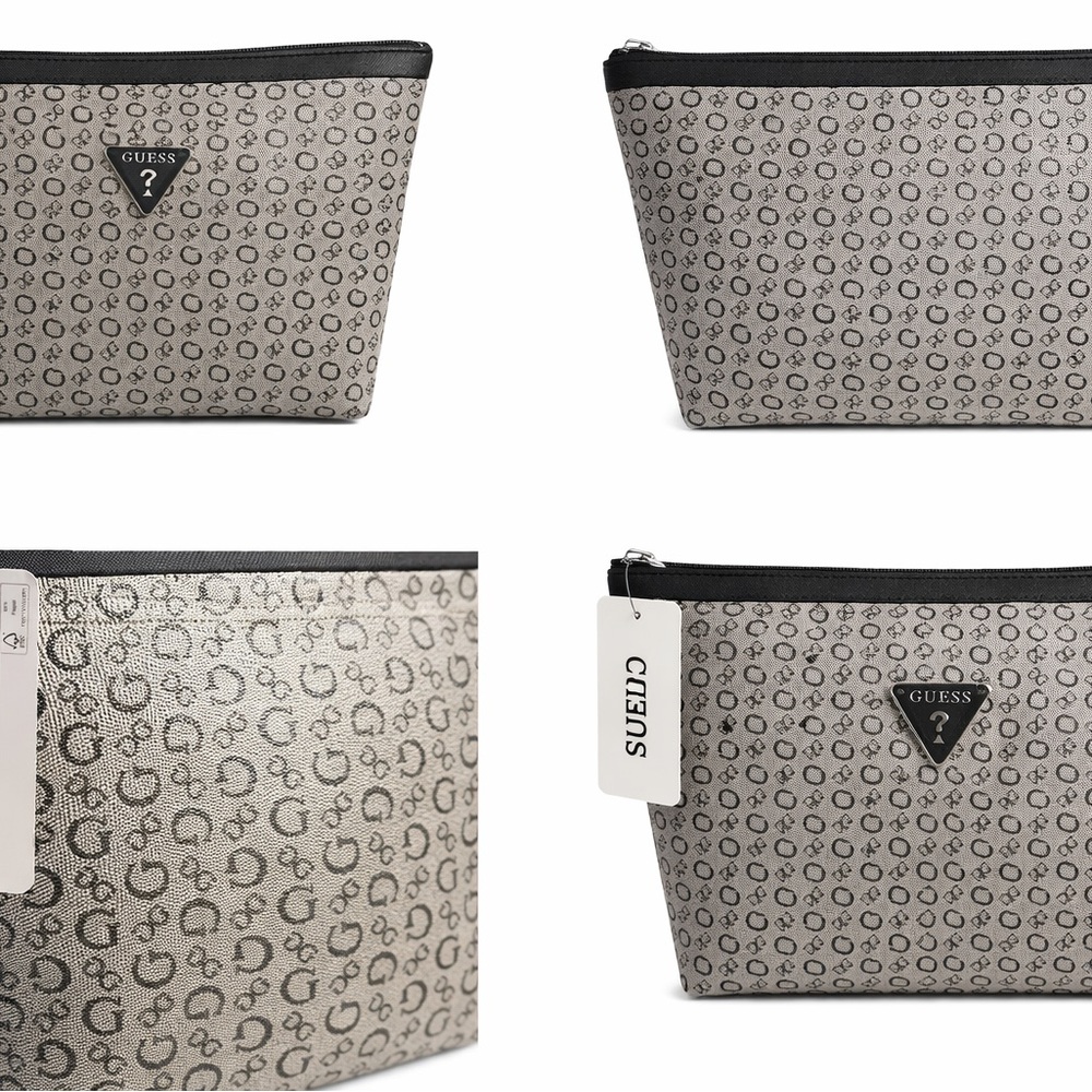 GUESS Monogrammed Black and Gray Toiletry Bag